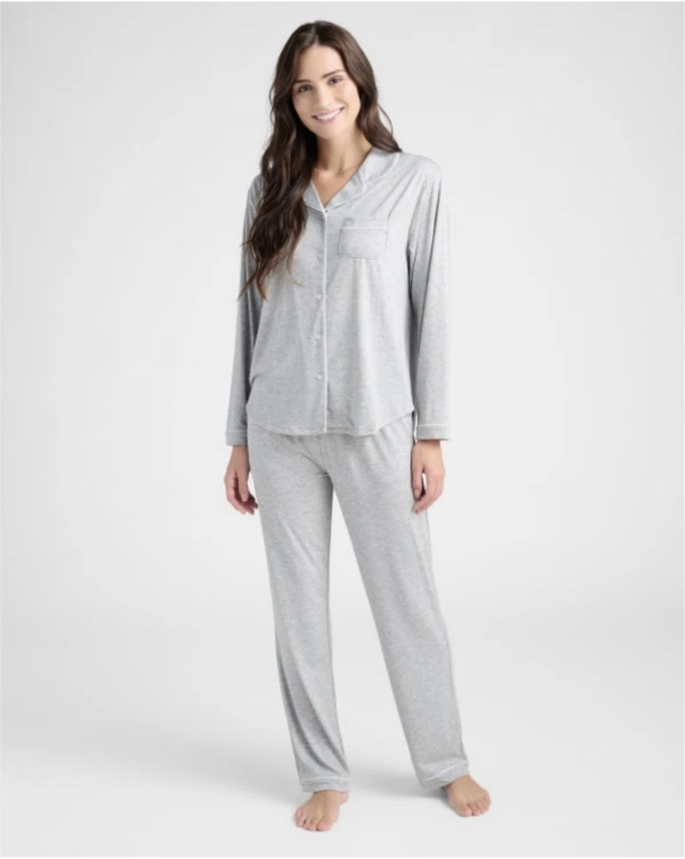 Flora Nikrooz Womens Alice Pajama Set XL Gray Long Sleeve and Pants Matching Set